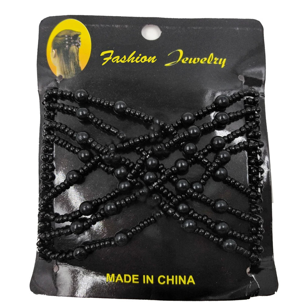 Beads Hair Combs Shiny Rhinestone Beaded Hair Claws Magic Tuck Comb Updo Accessories Elastic Headwear Bun Ponytail Holder