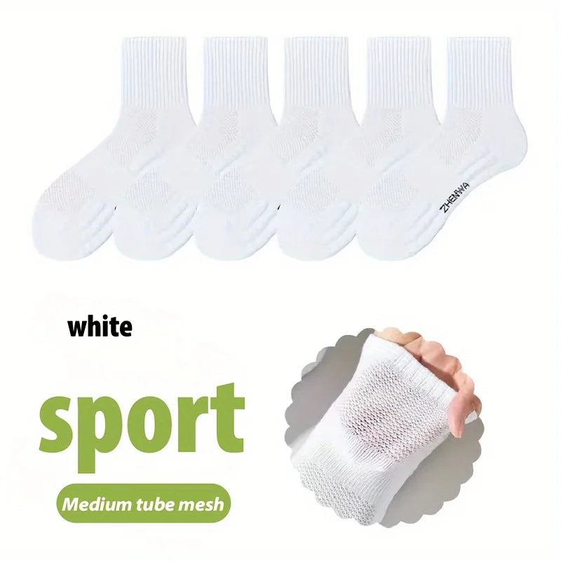 5/15 Pairs Of Socks For Both Men And Women, Towel Sole Casual Ankle Socks, Breathable Sports Socks, Sweat-absorbent