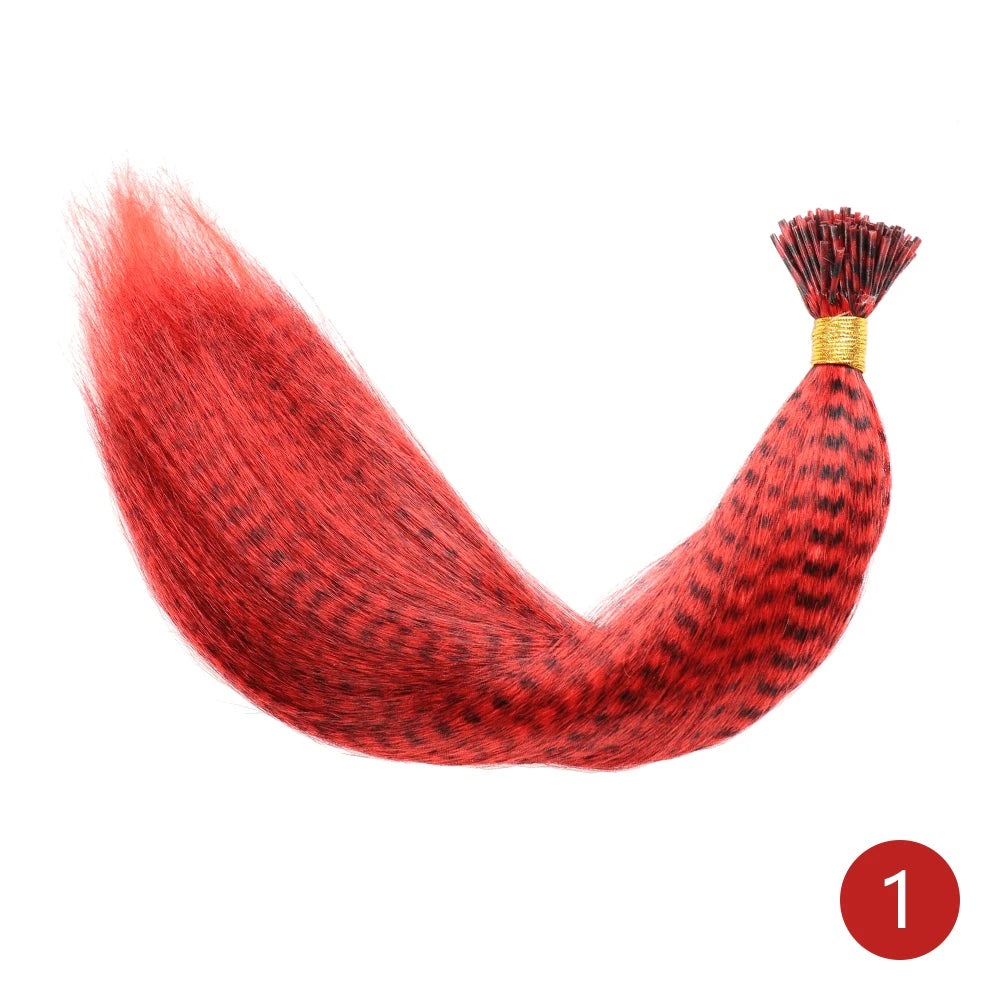 Feather Hair Extension 10Pieces Fake Hair I Tip Rainbow Synthetic Hair 16inch Hairpiece Feather for Hair Extension