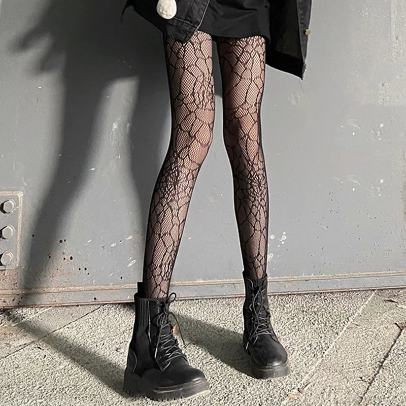 Lace Thigh High Stockings Sexy Sheer Floral Pattern Anti-Slip Elastic Long Socks