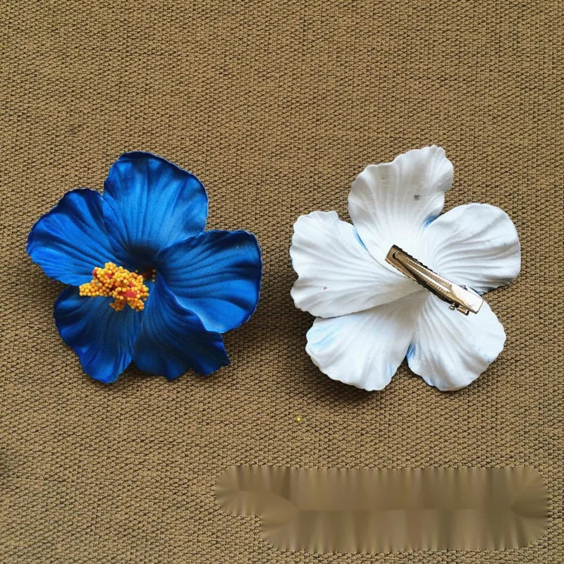 Bohemian Style Hibiscus Flower Sweet Seaside Beach Resort Style Egg Flower Hair Clip For Women