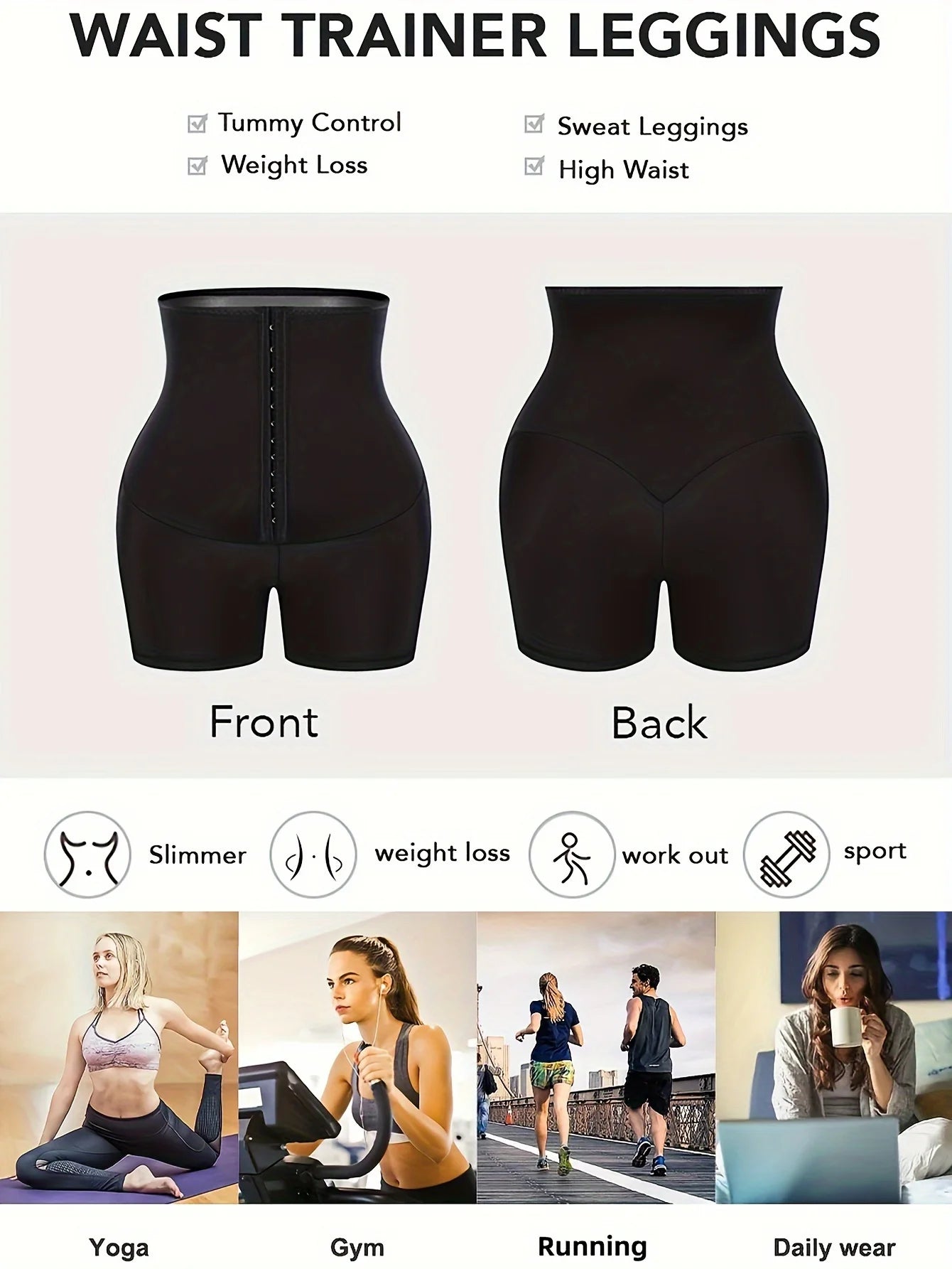 Sauna Sweat Shapewear Shorts  Workout  Waist Trainer Weight Loss  Exercise Fitness