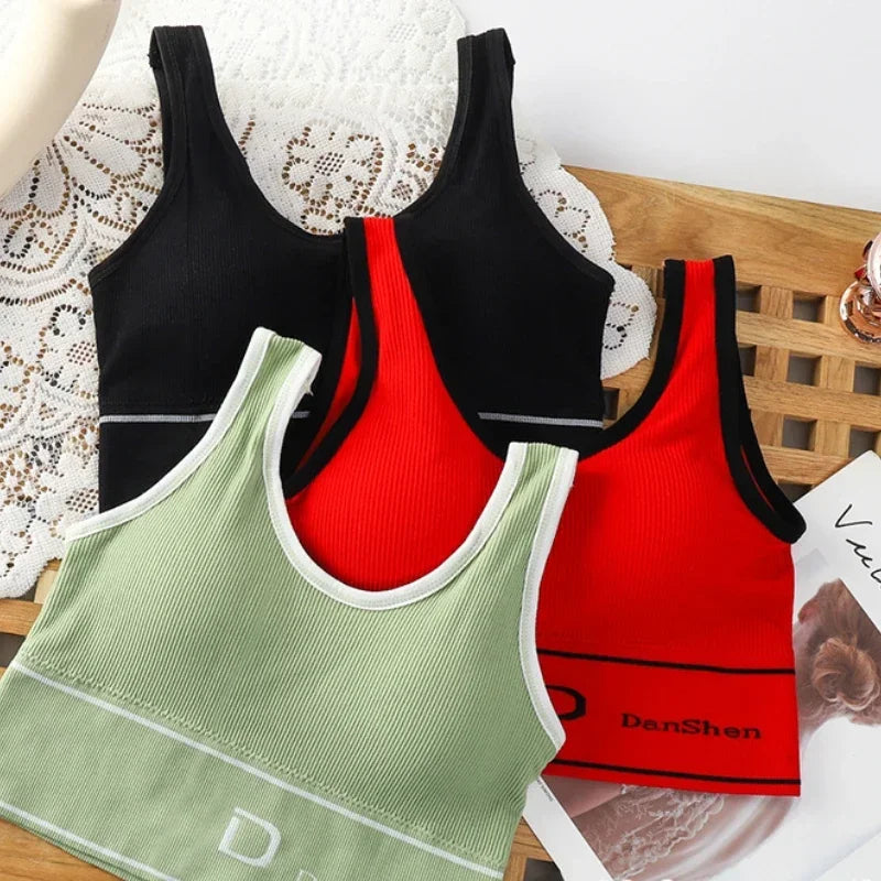 U-Shaped Women's Seamless Yoga Bra  Push Up Sports Top Shockproof Crop Top Anti-sweat Fitness Underwear All-Match Vest