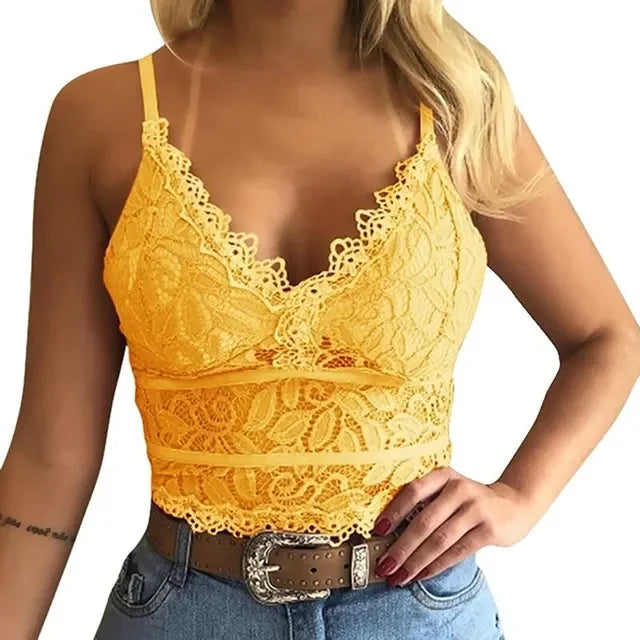 Lace Sports Yoga Bra Push Up Running Bra  Full Cup Seamless Underwear Bras