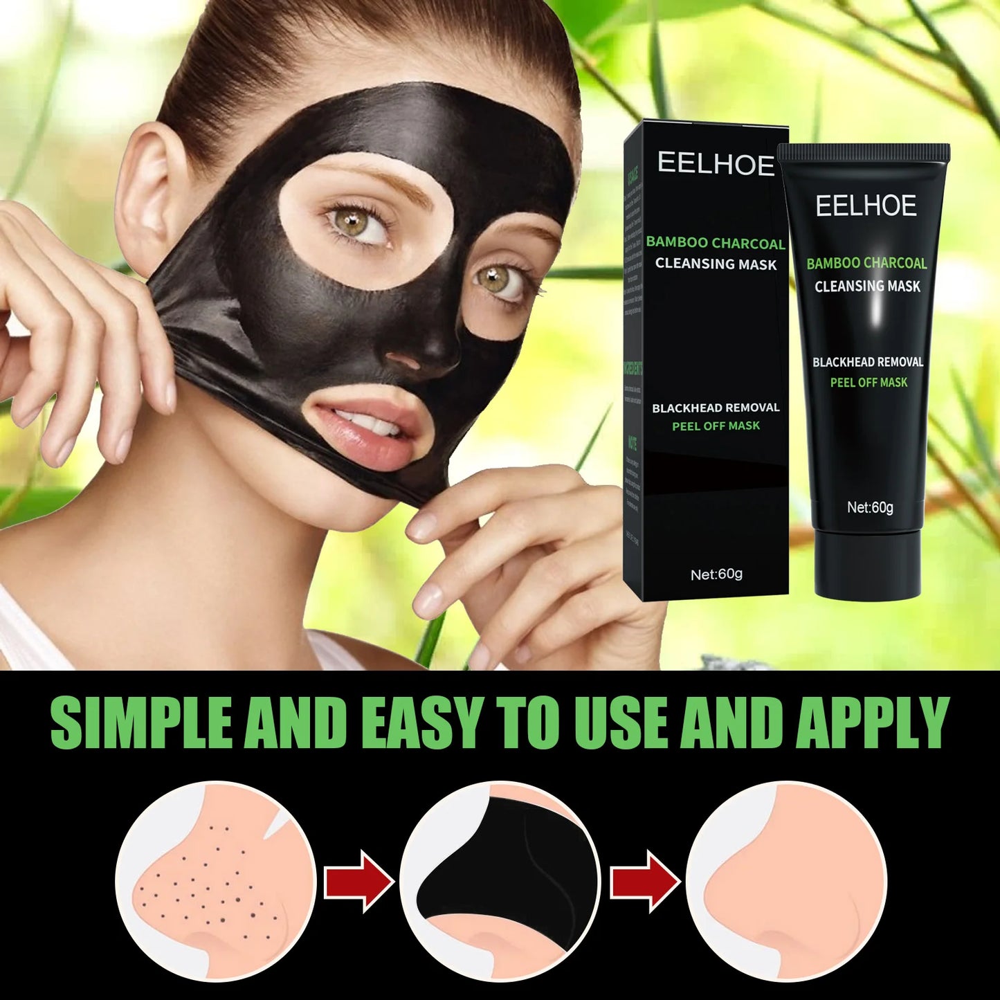 Bamboo Charcoal Peeling Mask Cleansing Pores Acne Blackheads