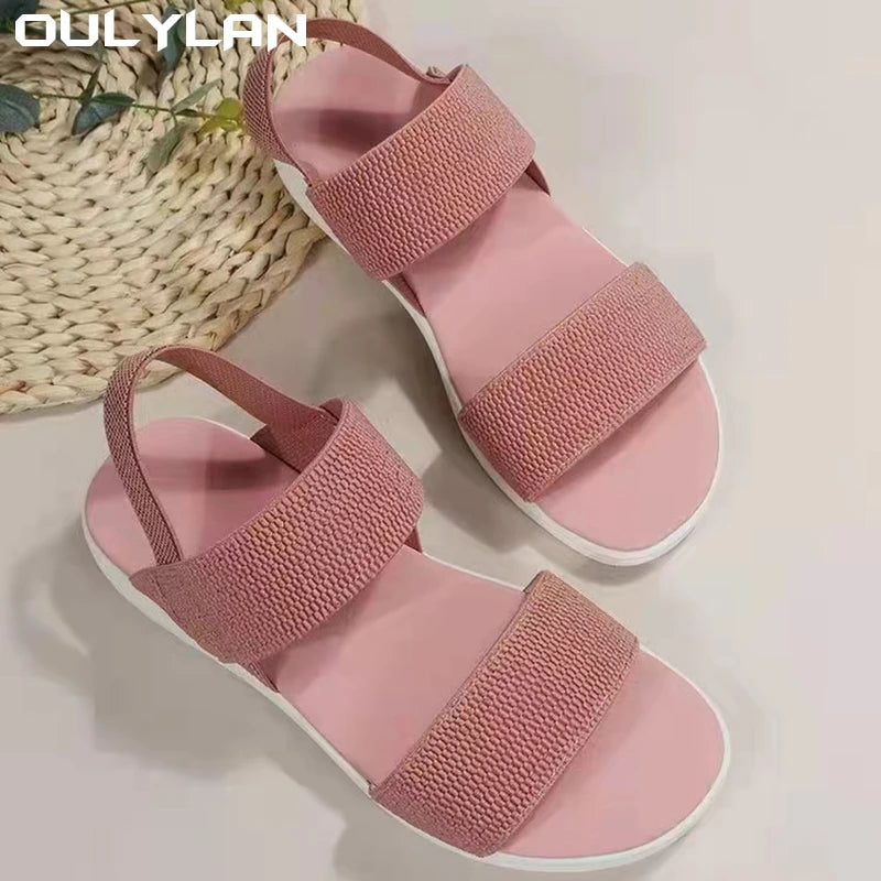 Women Summer Fashion Sandals Mesh Casual Sports Sandals Flying Woven Flat Shoes Sandals