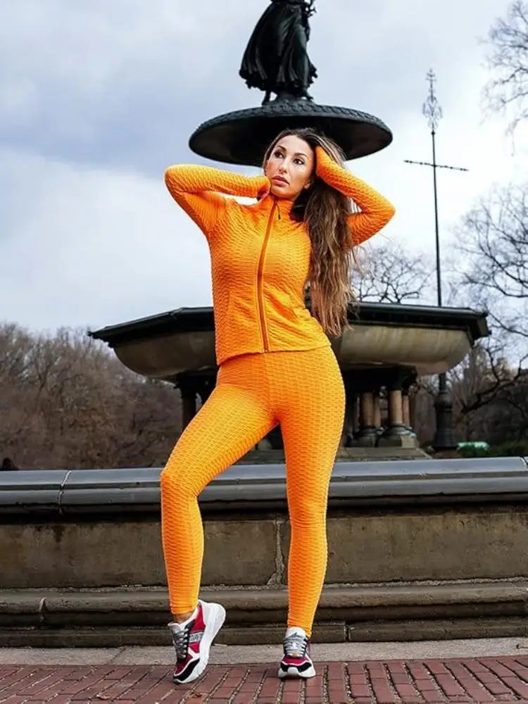 Women Two Piece Outfits  Long sleeve top Elastic waist bottom