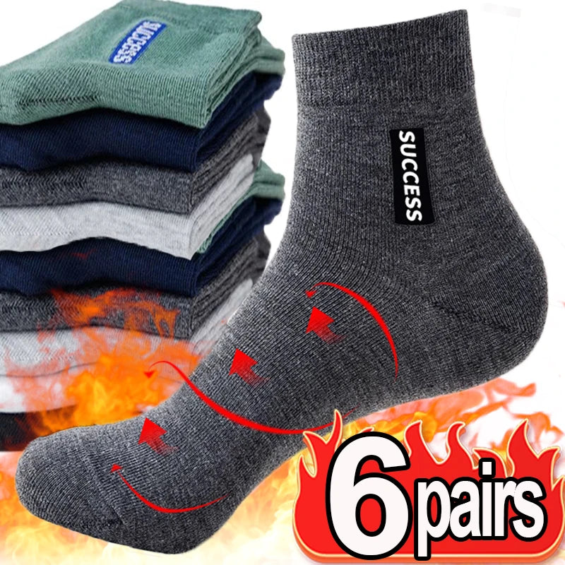 6 Pairs Bamboo Fiber Autumn Winter Men Socks Breathable Cotton Sports Sock Breathable Deodorant Business Socks