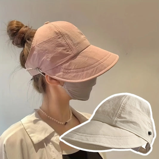 Foldable Wide Brim Ponytail Sun Hat Adjustable  Summer Quick-dry Visor Fisherman  Beach Hat
