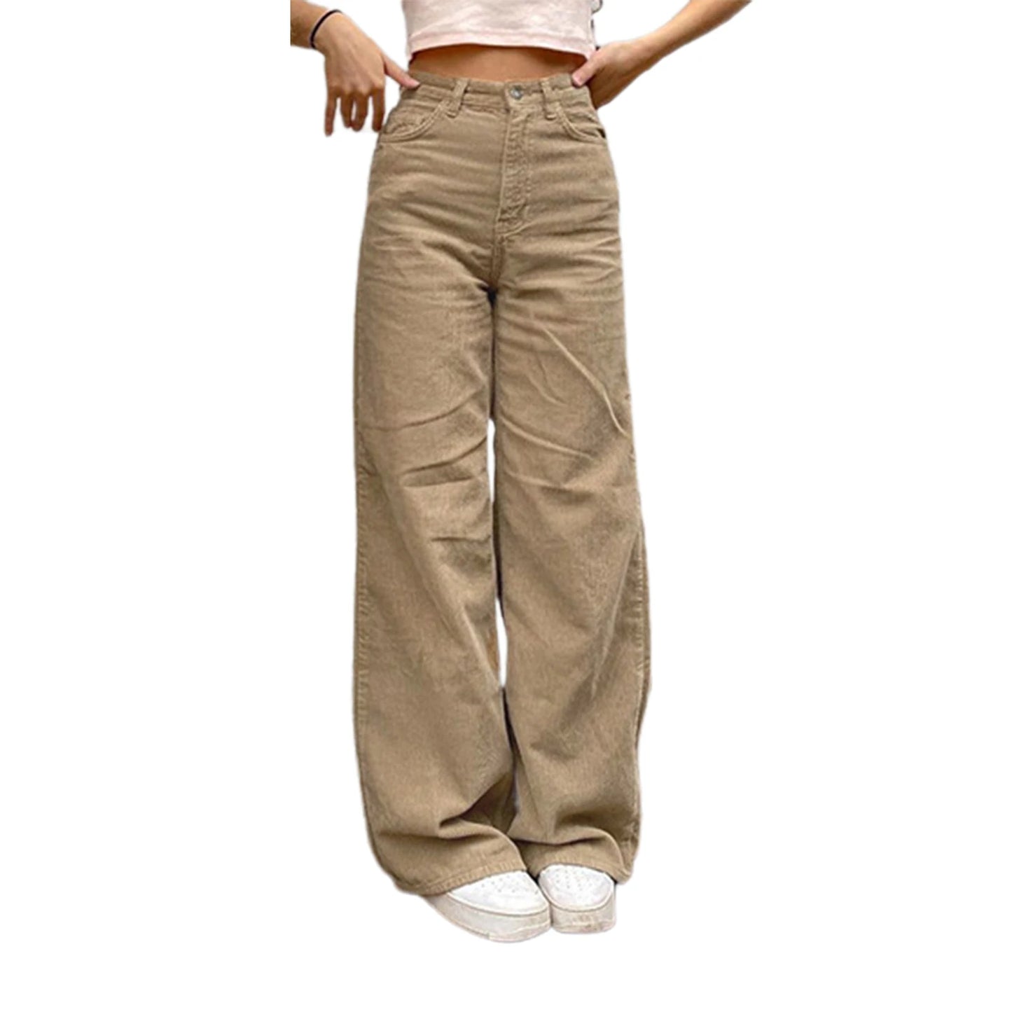High Waist Straight-leg Pants for Women Solid Color Street Style Spring Trousers with Casual Chic Vibe