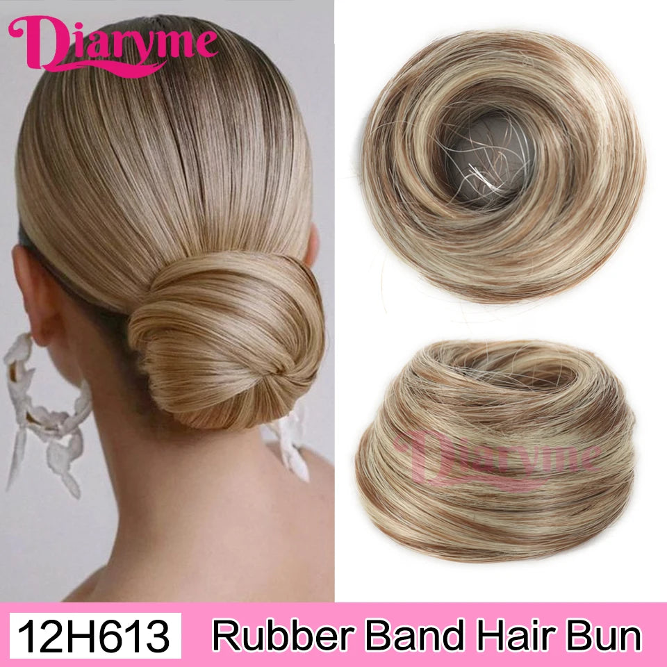 Synthetic Hair Bun Woman Straight Updo hair tie Elastic Rubber Band Chignon Hairpiece Extensions Hair Bands Natural Hairpiece