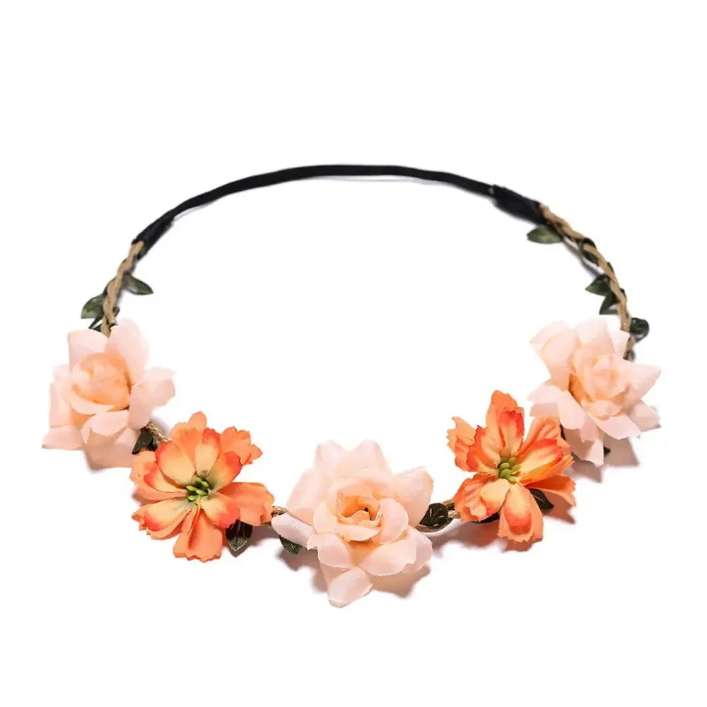 Flower Crown Hairband Rope Floral Headband Garland  Wreath Elastic Hair Accessories  Headpiece