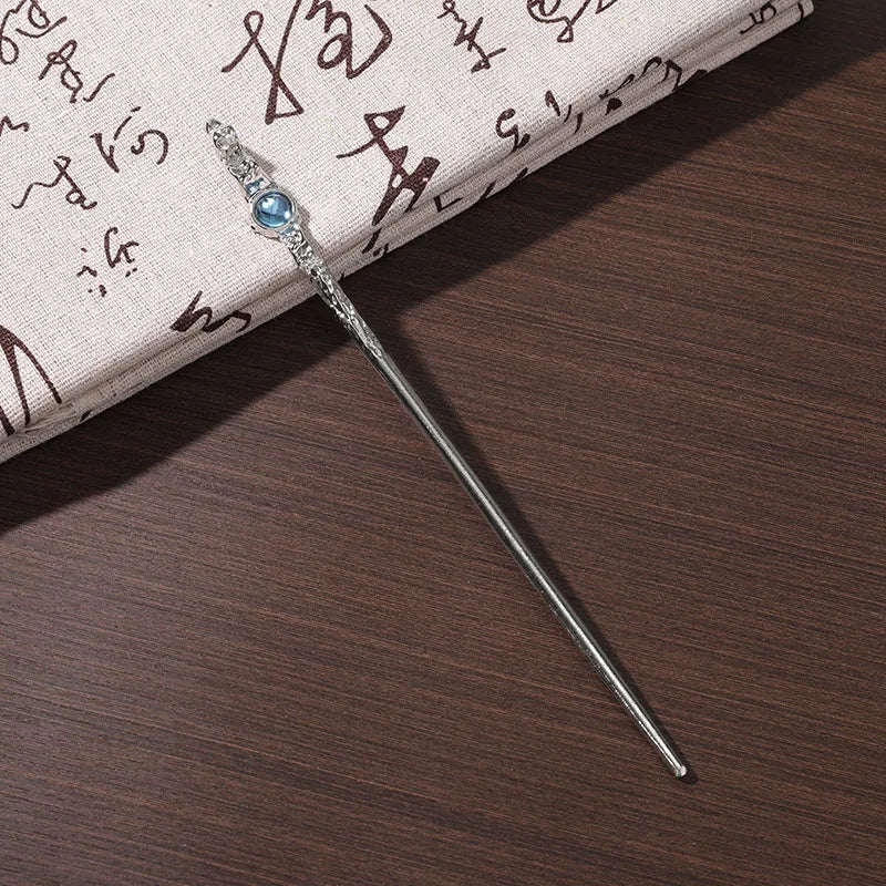 Vintage Moonstone Hair Sticks for Women  Chinese Style Simple Metal Chopstick Hairpins Headwear Jewelry Hair Accessories