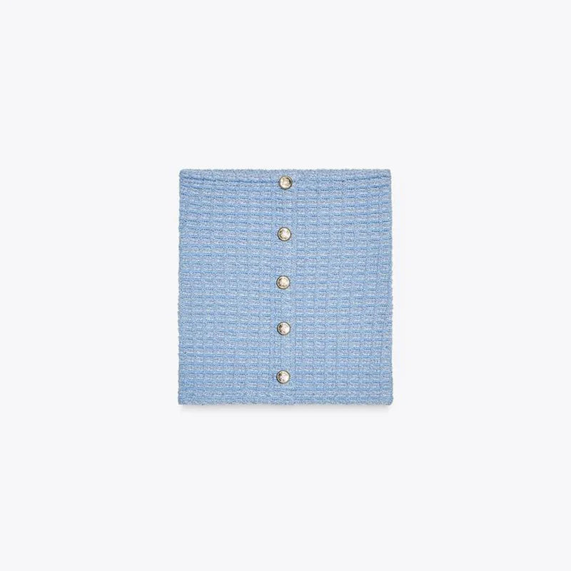 Elegant Knitted Women's Two Pieces Set Fashion Single-breasted Tube Top Hip Package Pockets Shorts Summer Casual Lady Suit