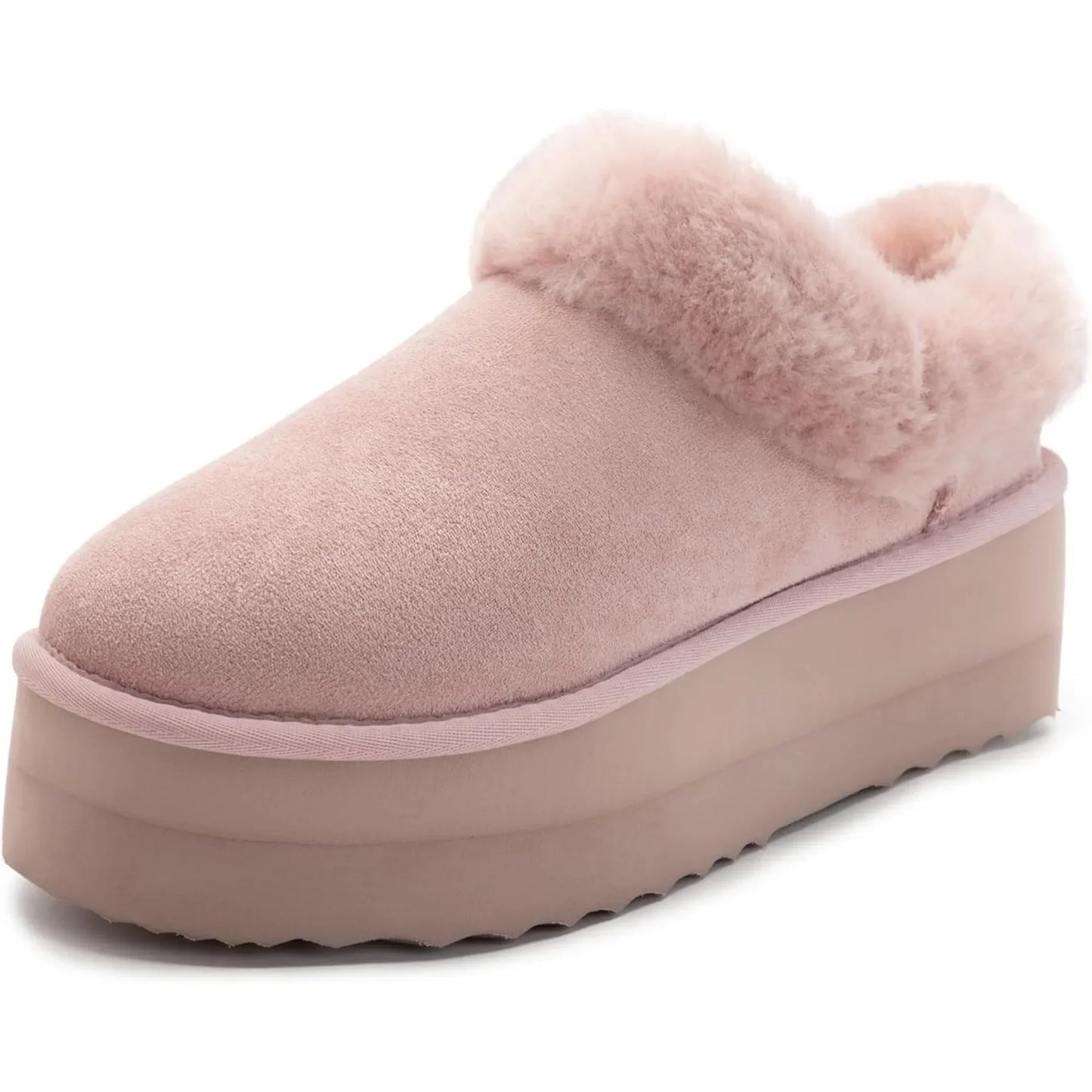 Platform Slippers Fluffy House Slippers For Indoor And Outdoor Short Ankle Boot Fur Lined Clog Slippers