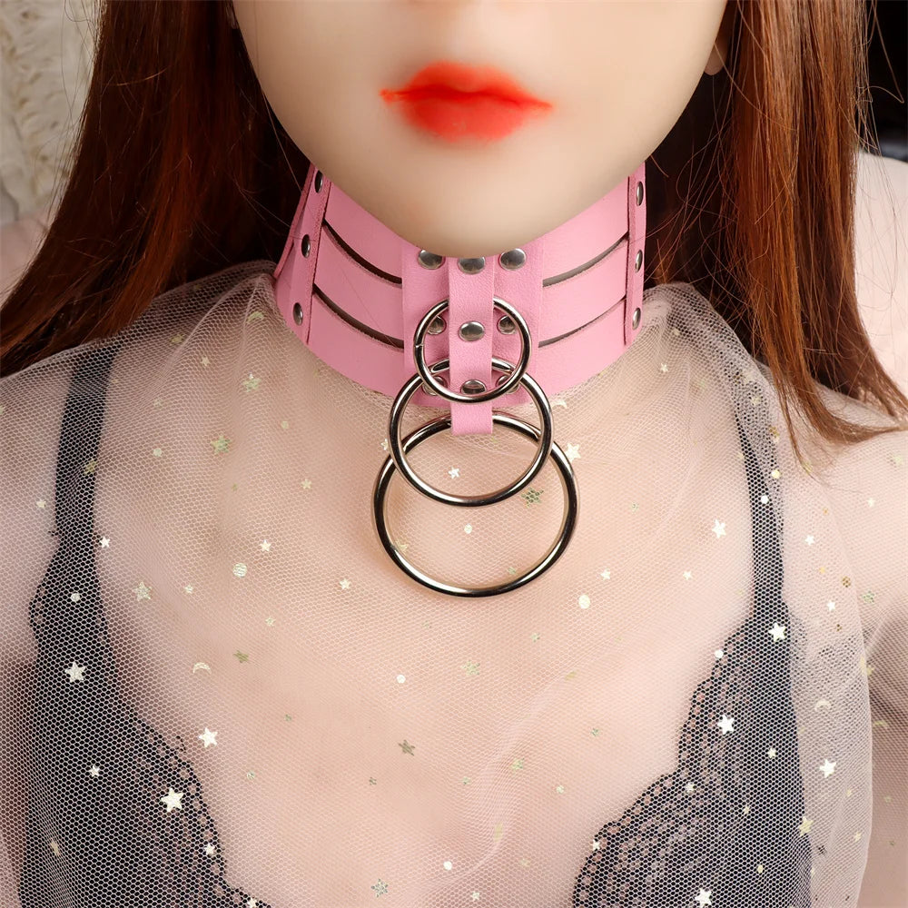 Punk Rock Gothic Collar Choker Sexy PU Leather O-Ring Women Collar Choker Necklace Body Accessories