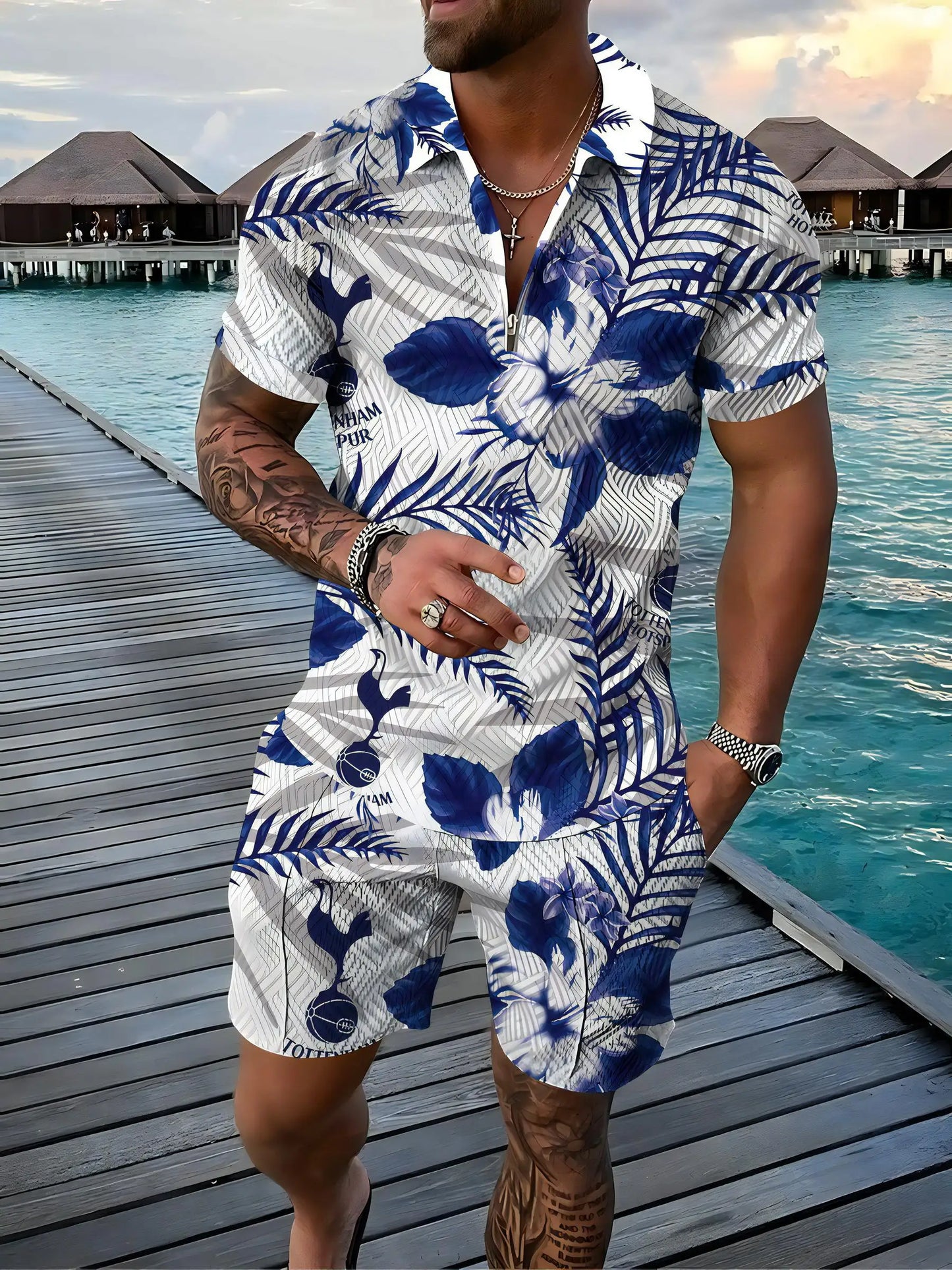Men's Golf Suits Polo Shirts Shorts 2pcs Sets Rugby Casual Short Sleeve Stand Collar Tracksuit Men Clothing