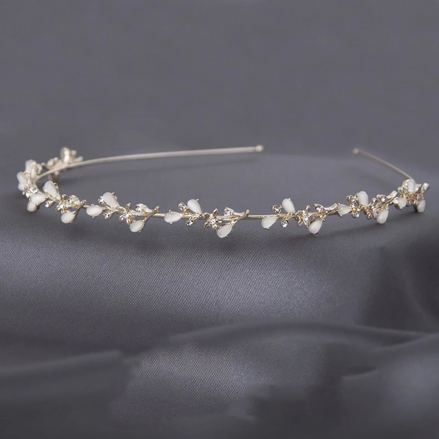 Hair Hoop Opal Headbands Sweet Silver Color Hairband Elegant Lady  Prom Hair Jewelry