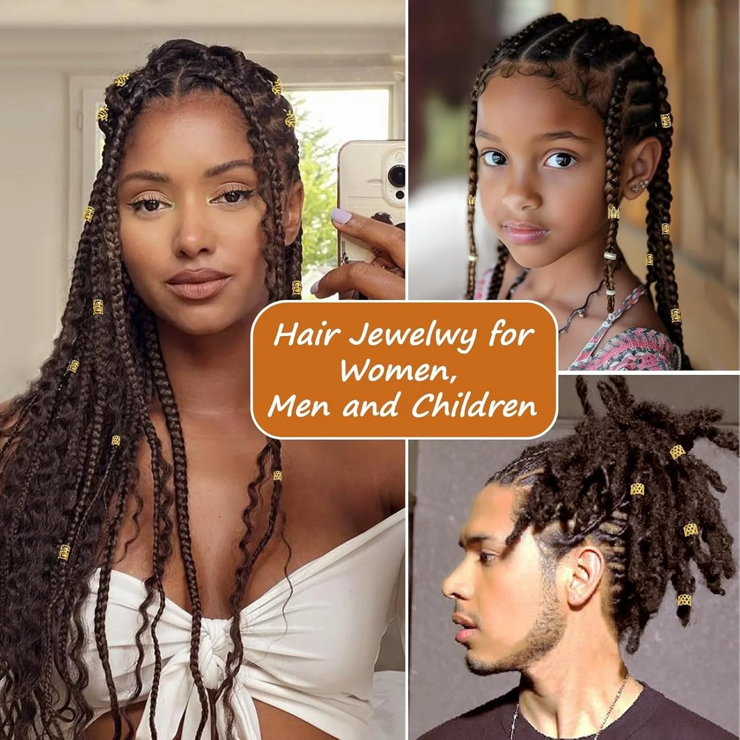 220pcs Dreadlock Hair Rings Adjustable Cuffs Clip Hair Braids Bead Hairpin hair accessories Headwear for women