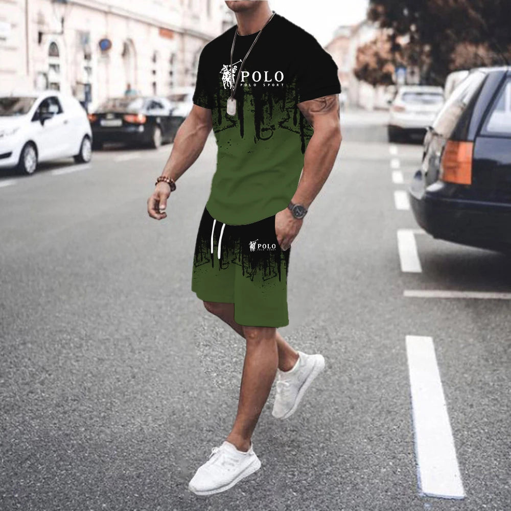 Summer Men's Casual Suit Street Fashion Loose and Comfortable T-Shirt Outdoor Sports Running Shorts Novel