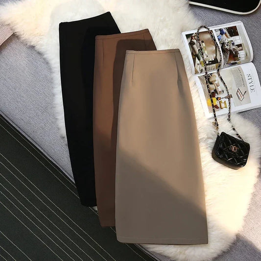 High Waist Drape Suit Long Skirt Zipper