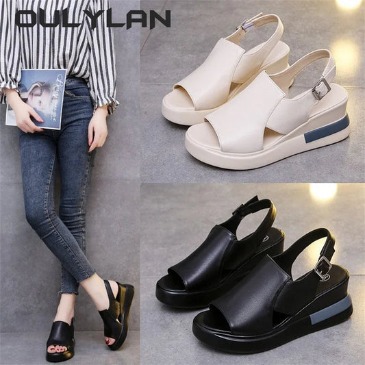 Summer Wedge Platform Sandals Fashion Retro Beach Shoes Ladies Casual Peep Toe Soft Comfortable