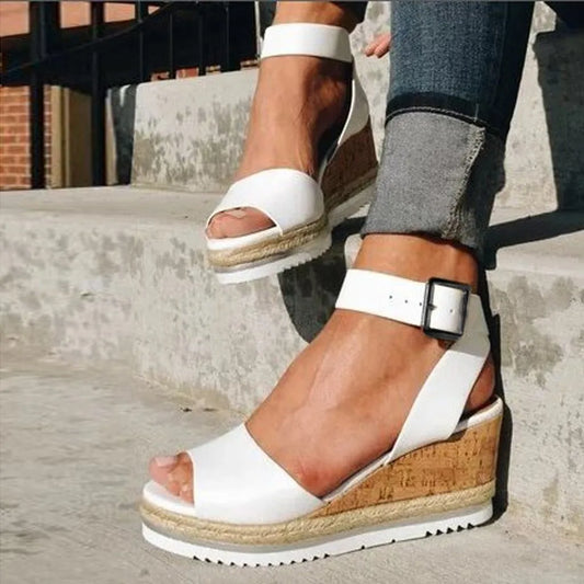 Slip On Shoes For Women Sandals Wedges Sandals Retro Roman Women's Ladies Women's  Shoes Straps Dress Heeled Sandals