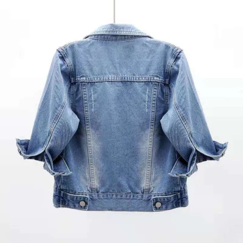 Women's Denim Jacket Short Coat  Jean Jackets Casual Tops Loose Tops Lady Outerwear