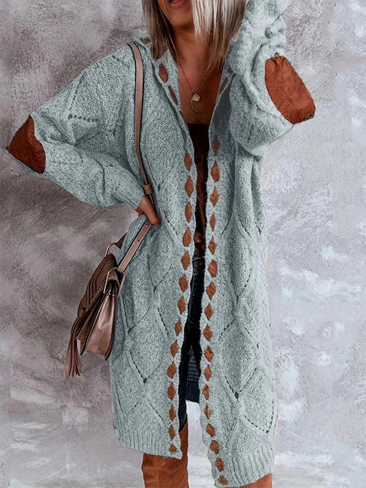 Plus Size Fall and Winter  Women's Hooded Cardigan Casual Knitted Cardigan Temperament Elegant Loose Sweater