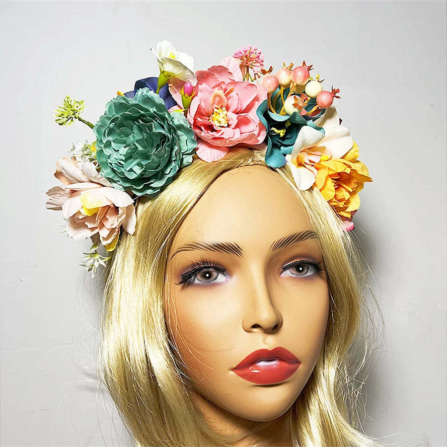 Fashion personality Boho Flower Crowns Headband For Women Faux Floral Hairband