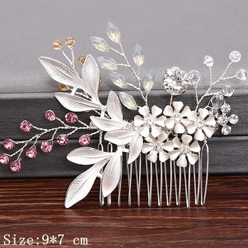 Hair Combs  Hair Accessories For Women Hair Jewelry Silver Color Pearl Rhinestone Head Jewelry Women Accessories