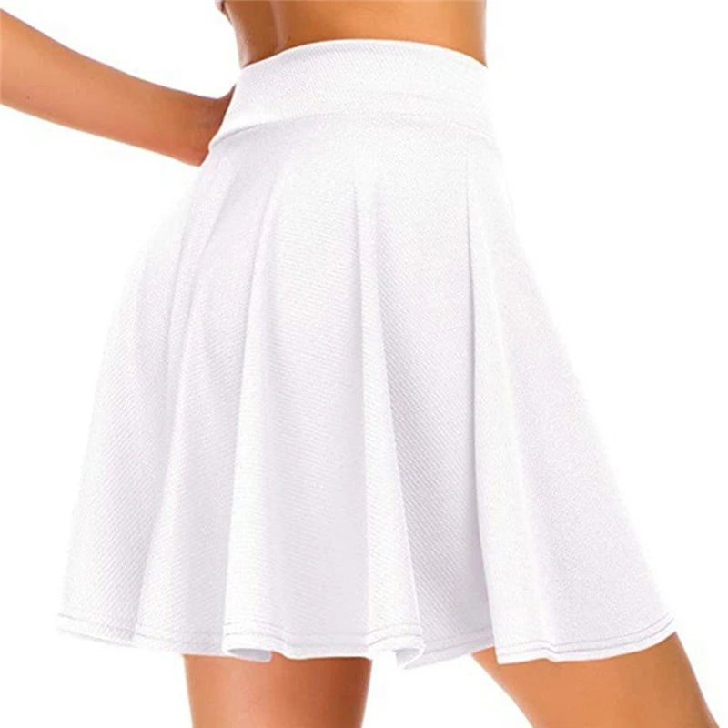 Women's Basic Versatile Stretchy Flared Casual Mini Skater Skirt Red Black Blue White Short Skirt 3XL