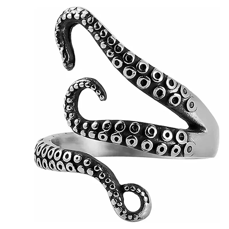 Creative Octopus Rings for Men Deep Sea Monster Squid Finger Tentacles Ring Animal Jewelry  Adjustable