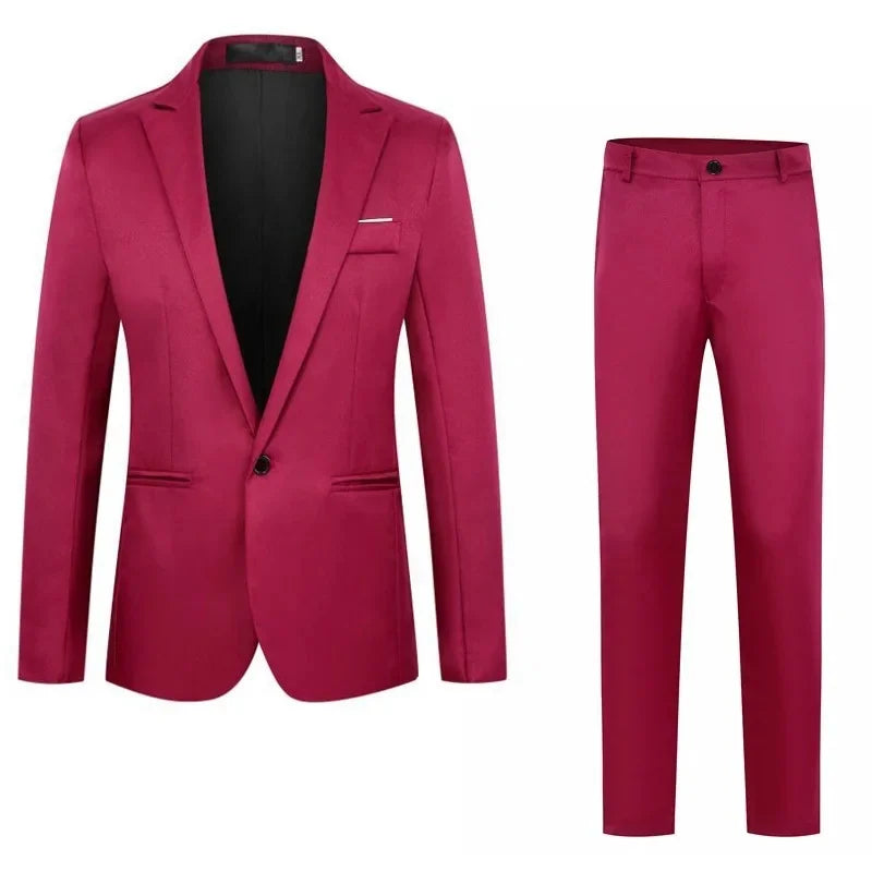 Men's Fashionable Business Casual Suit Slim Fit Western Style Clothes 2-Piece Set Wholesale Cross-Border E-commerce