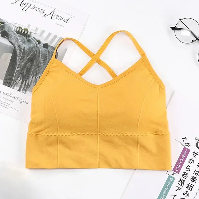 Cross Strap Sports bra High Impact For Gym Fitness  Sportswear Tank Top Yoga Push Up Crop Top