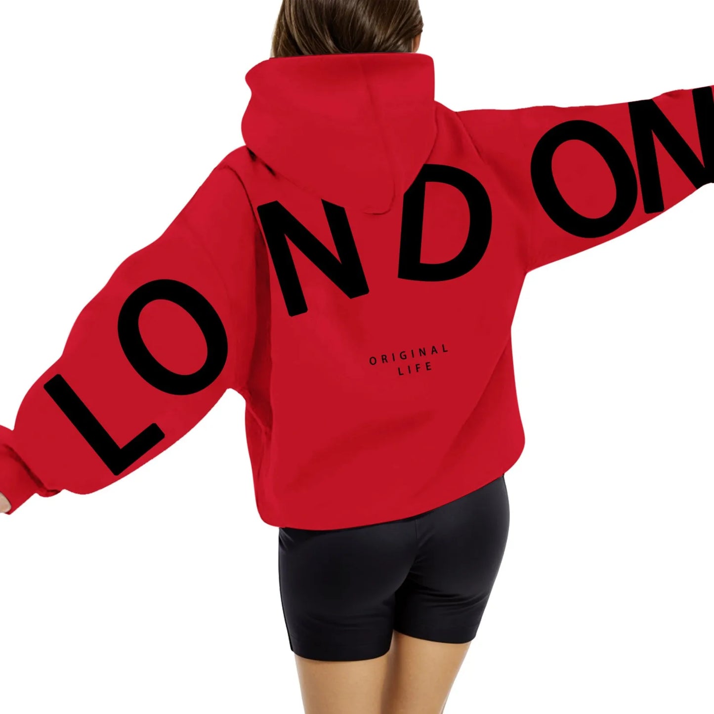 High Street Hip Hop Letter Print Women Hoodies Tops Oversize Sport Casual Long Sleeve Pullover Tops Sweatshirts