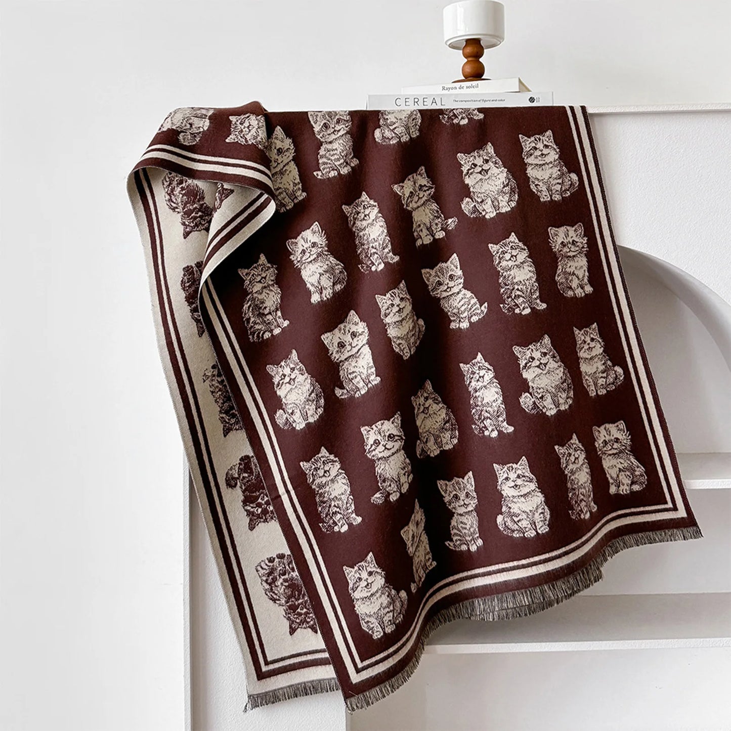 Fall Winter Scarf with Vintage Butterfly Design Soft Long Wide Shawl
