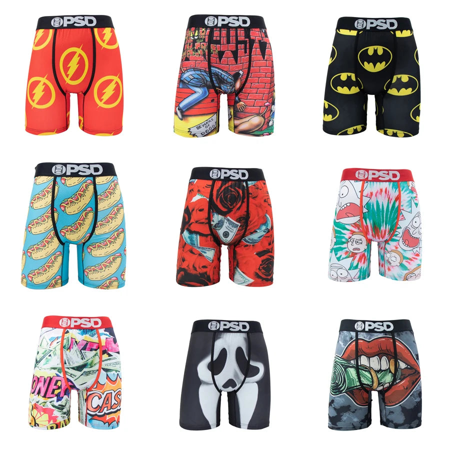 1Pcs Sexy Men Underwear Boxers Fashion Print Underpants Male Boxers Men's  Plus Size Breathable Man Boxer Briefs Trunks