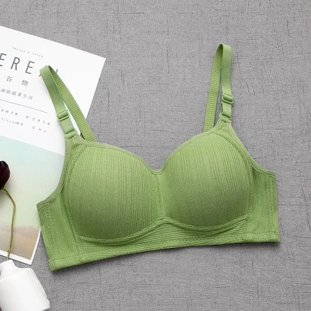 Wireless Push Up Bra Cotton Gathered Comfort V