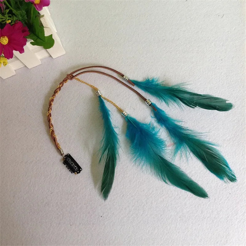 Bohemian Feather Hairband Women's Festive Masquerade Carnival Hippies  Indian Prom Gypsy Long Tassel Hair Accessories