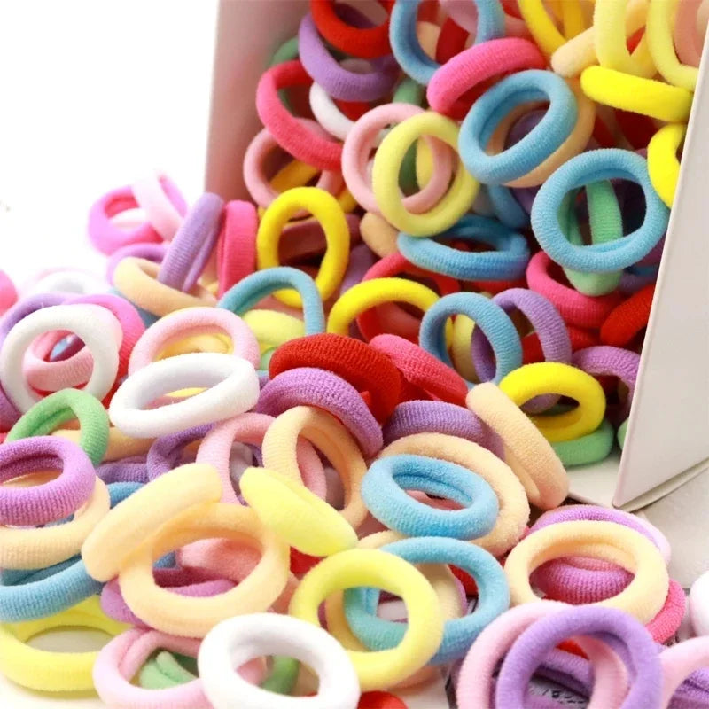 200PCS Women Colorful Nylon Elastic Hair Bands Ponytail Hold Small Hair Tie Rubber Bands Scrunchie Hair Accessories