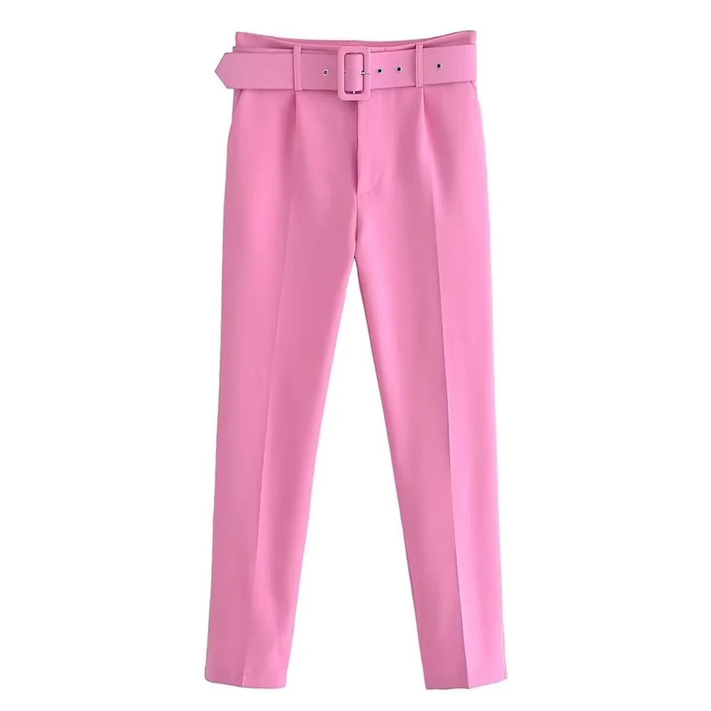 Casual Women's Wear Simple Fashion Solid Color Suit Top Straight Pants Set Two Piece Set Blazer Pants