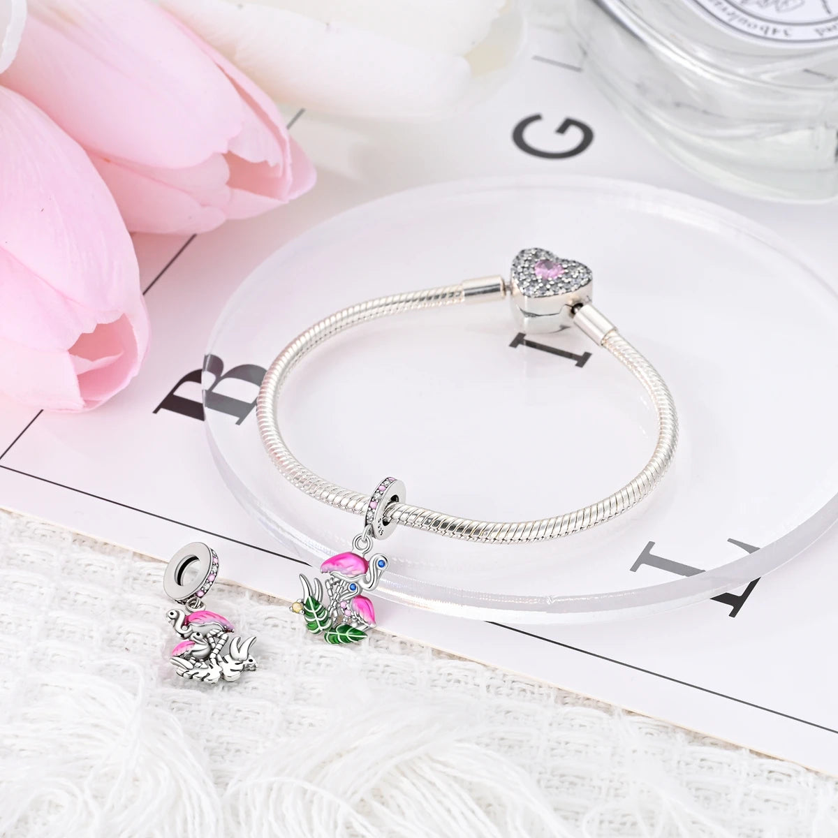 925 Sterling Silver Lion Dragonfly Animal Pendant Bracelet Charms