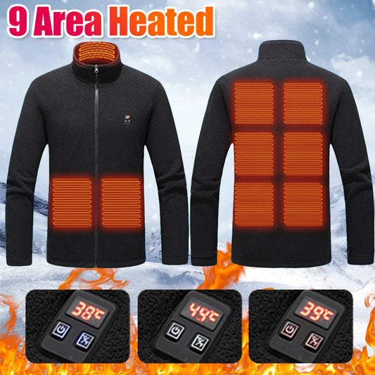 9 Heated Area  Jacket USB Charging Insulated Jackets Waterproof Heated Sweater 3 Gear Temperature for Hiking Skiing