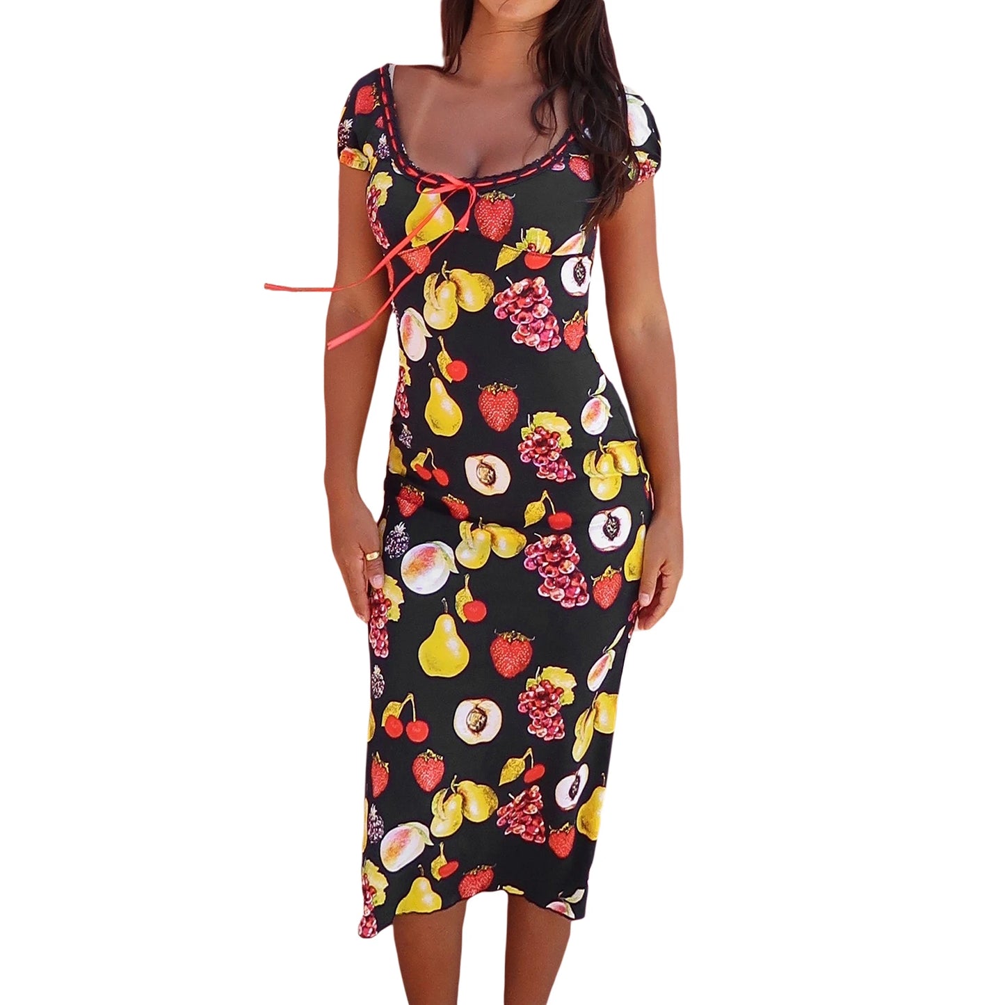 Floral Print Midi  Sleeveless V-Neck Tie-Waist Boho Summer Dress