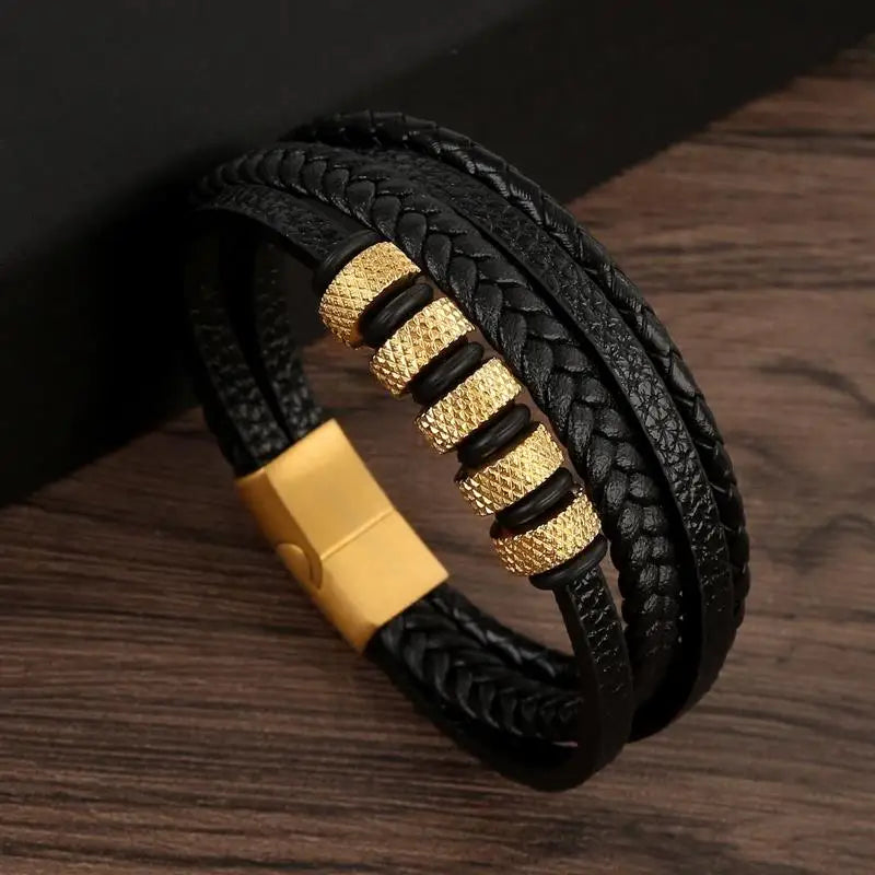 Classic Men's Leather Bracelet  Style Hand-woven Multi-layer Combination Accessory Fashion Man Jewelry