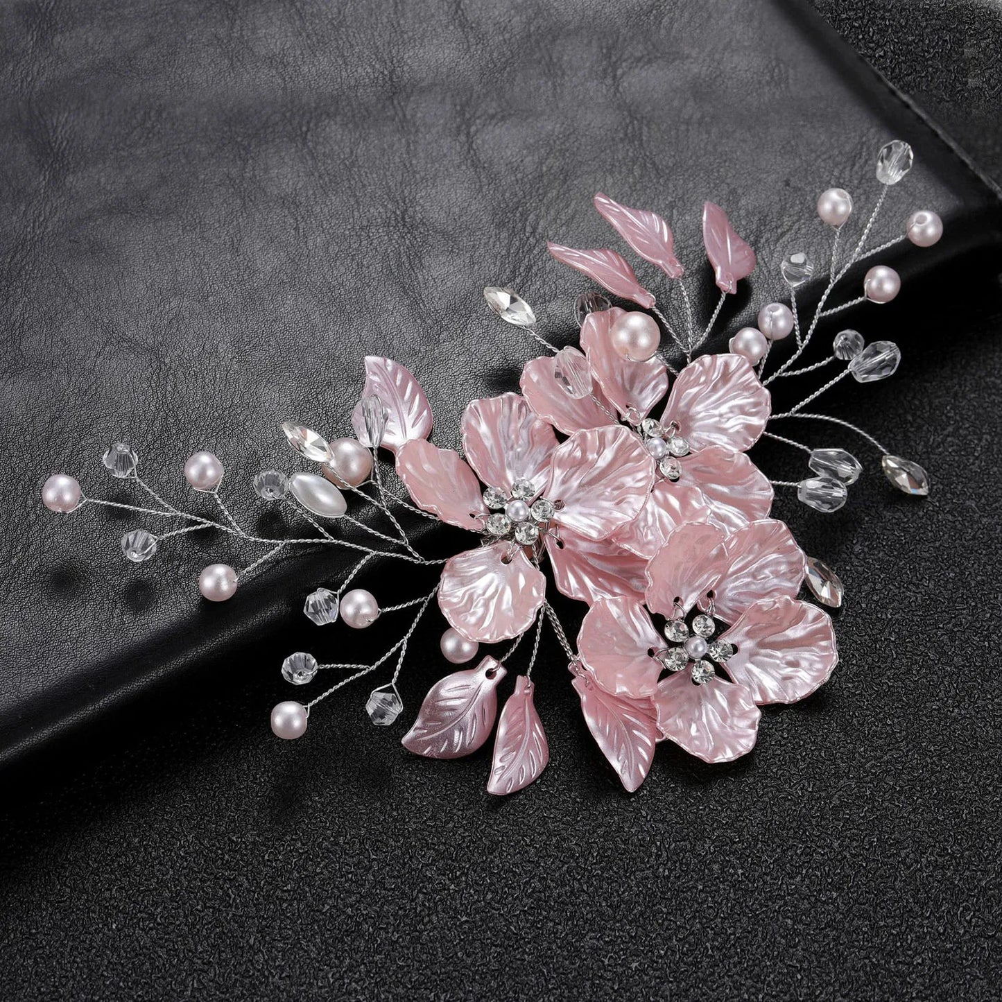 Pink/White/Blue Flower Hair Clips Handmade Pearls Floral Hairpins for Hair Jewelry Elegant Bridesmaids Headdress