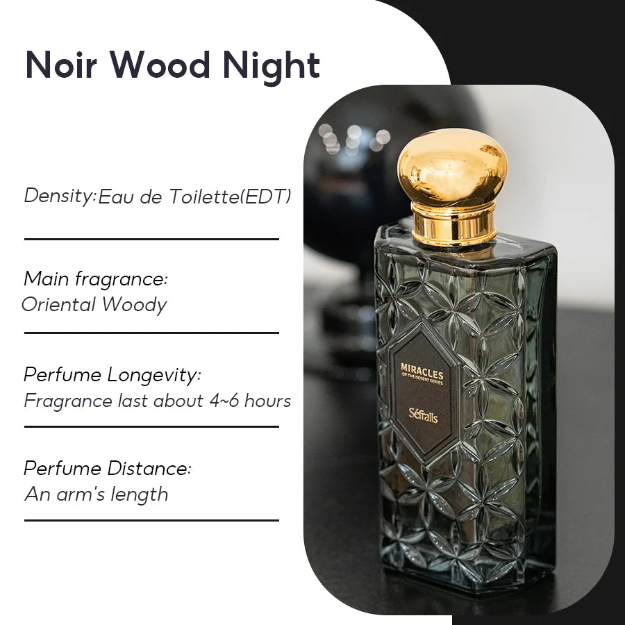 Séfralls NOIR WOOD NIGHT PERFUME WOODY FRAGRANCE 100ml/3.4fl.oz Scent Woody,Luxury Perfume,Woody Fresh，Long Lasting, cologne