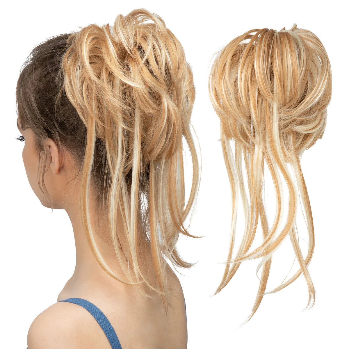 Synthetic Elastic Messy Bun Hairpieces Curly Scrunchie Black Blonde Brown Chignon Band Updo Donut For Women Natural Fake Hair