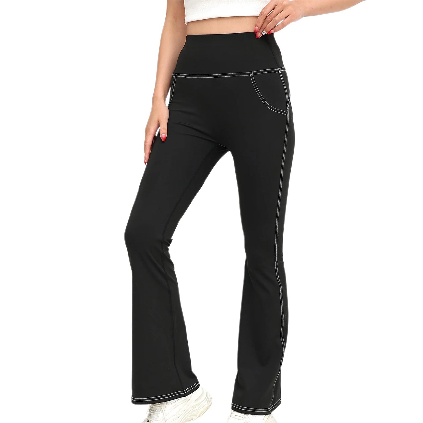 High Waist Yoga Leggings with Pockets Tummy Control Workout Pants Stretchy Athletic Tights